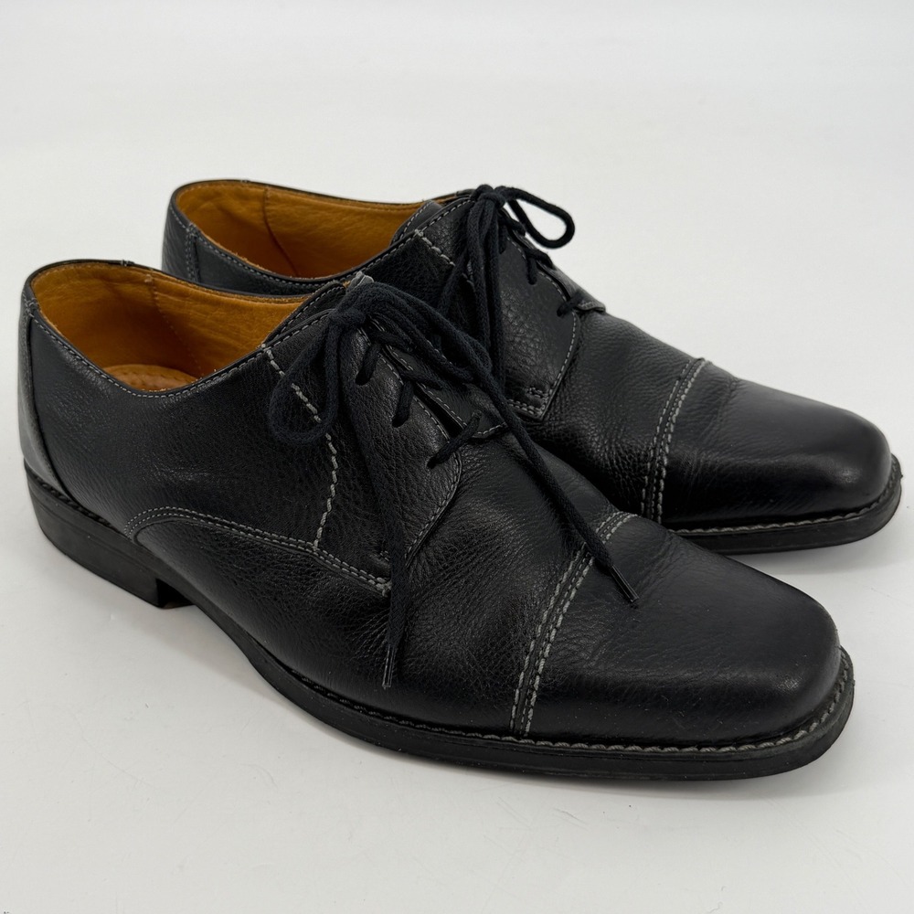 Sandro Moscoloni Mens 11D Black Leather Cap Toe Derby Shoes Made Brazil‎
